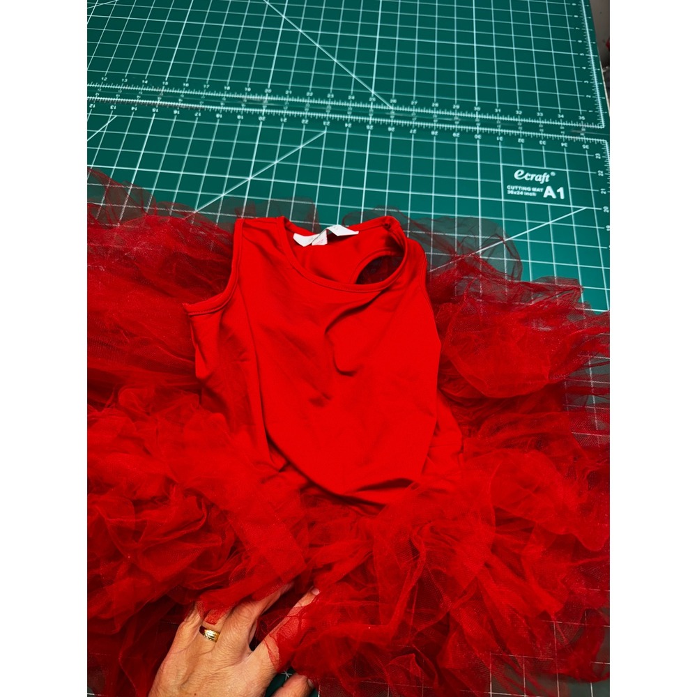 iloveplum Kids Girls BEAT Tutu Dress Red Sleeveless Tulle Ballet Party Size 6Y